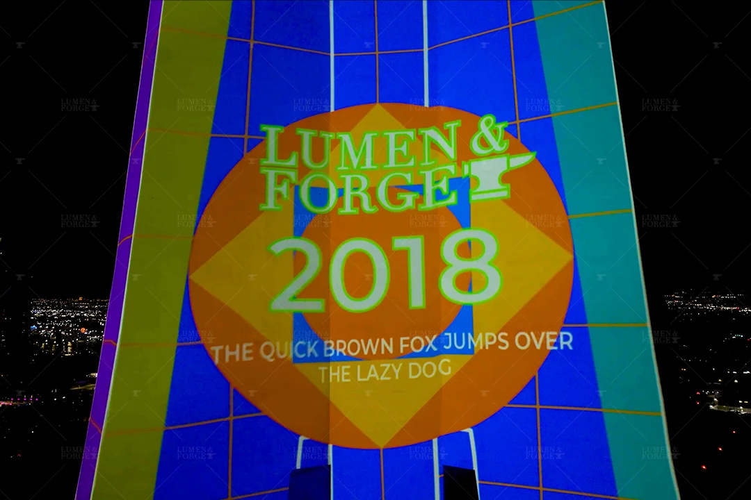 Color grid and alignment test pattern projected onto the Stratosphere
