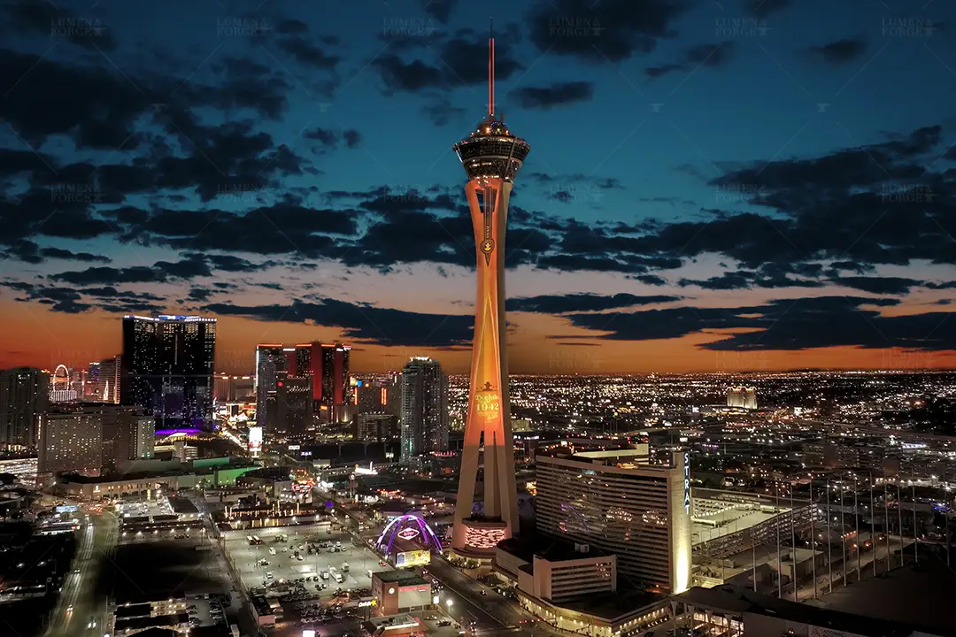 Don Julio 1942 projection mapped across the Las Vegas Stratosphere skyline