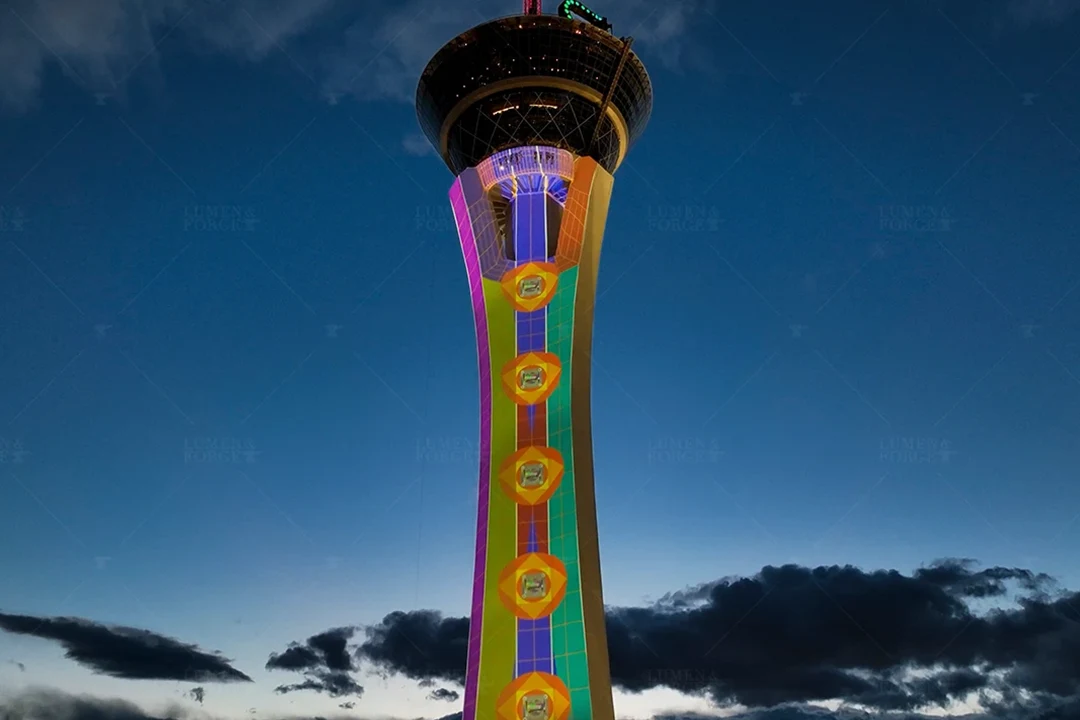 Vertical zone alignment pattern showing mapped sections of the Stratosphere tower