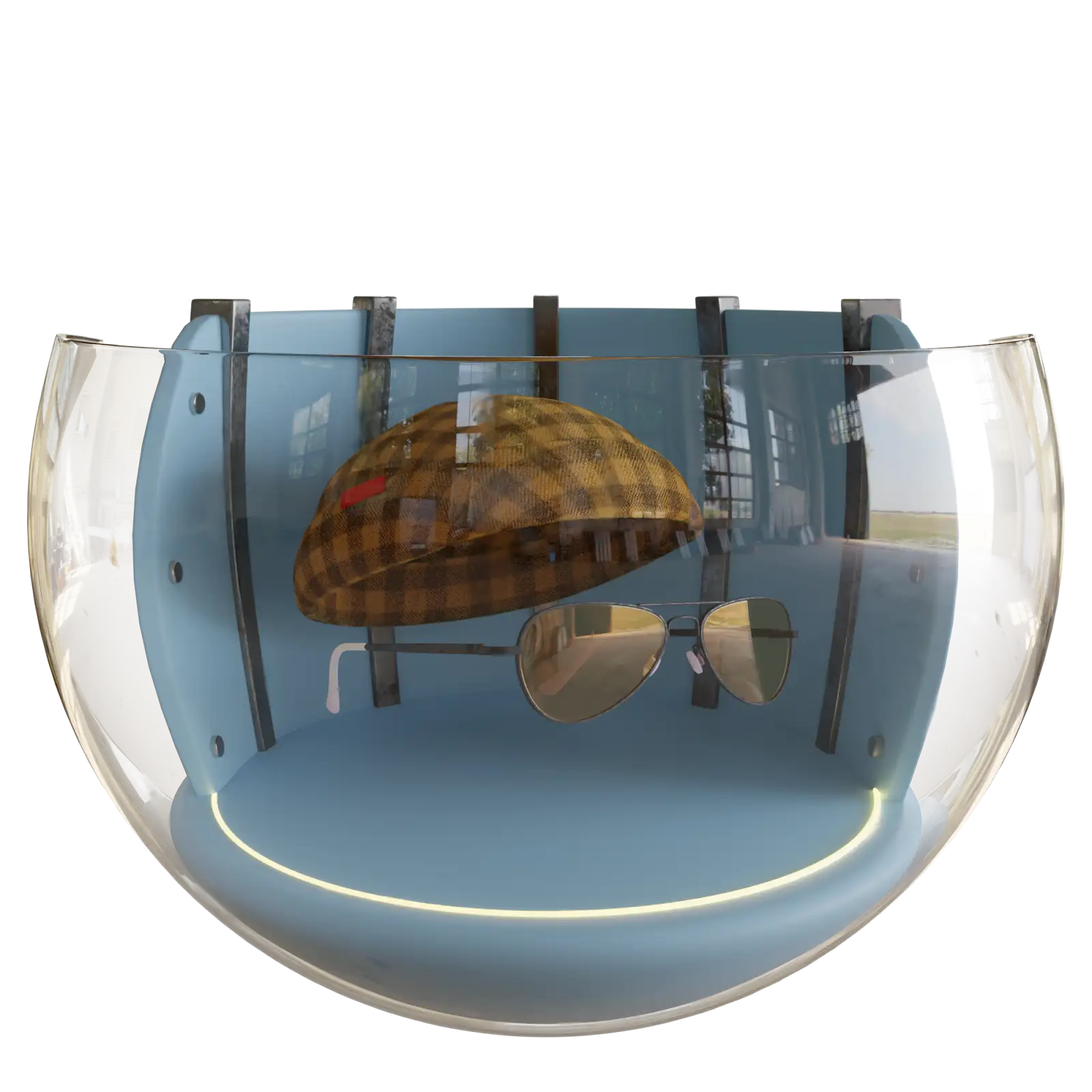 Beanie and glasses collectible object render