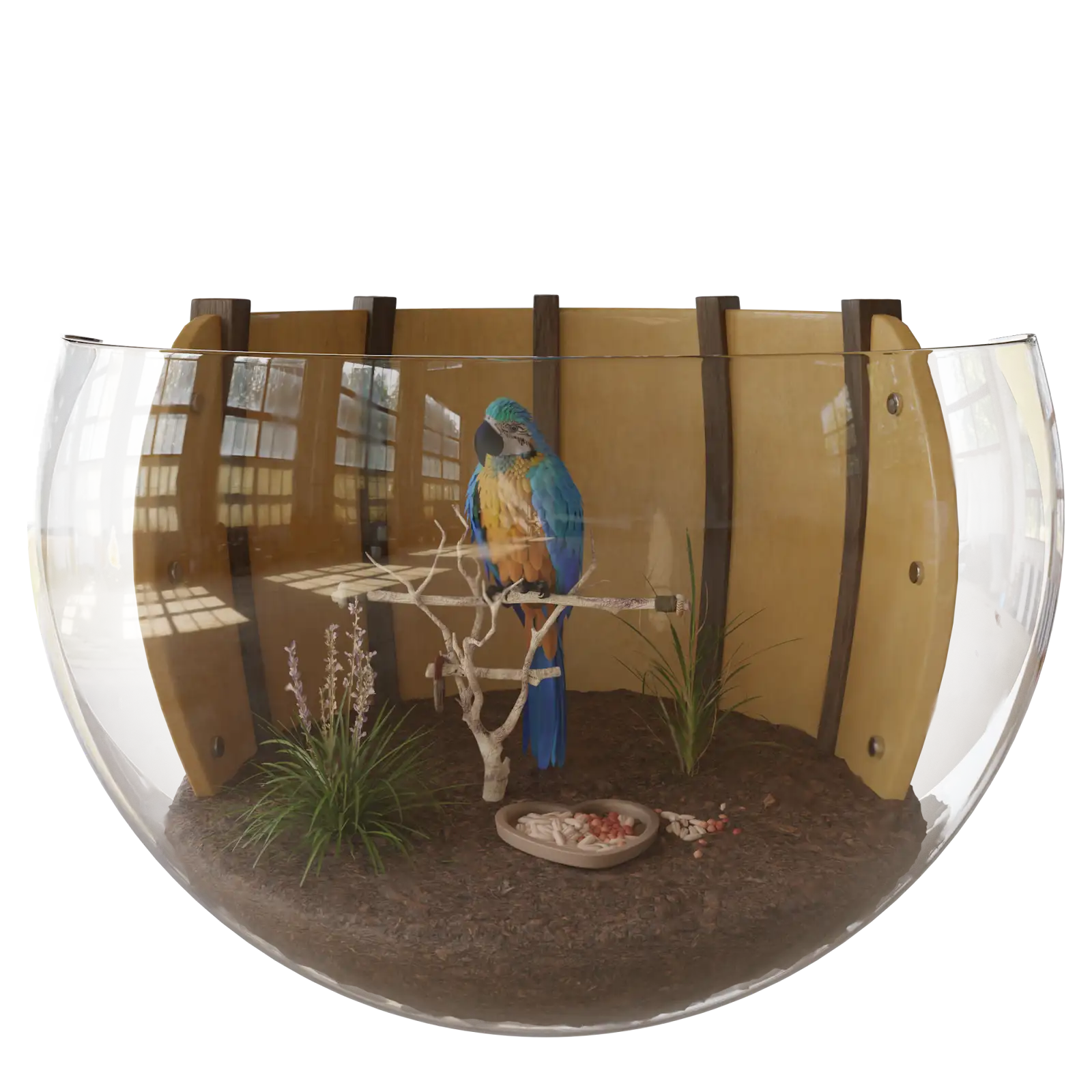 Bird on stand collectible object render