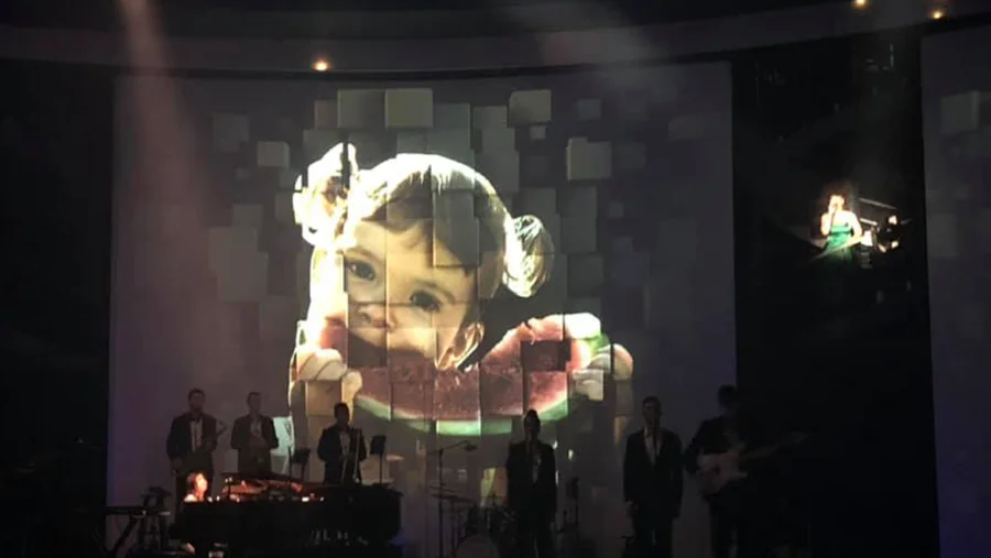 Purpose production visuals spanning the Celebrity Edge theater