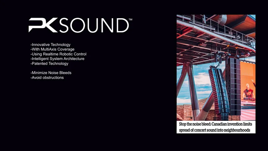 PK Sound graphic with robotic line array system
