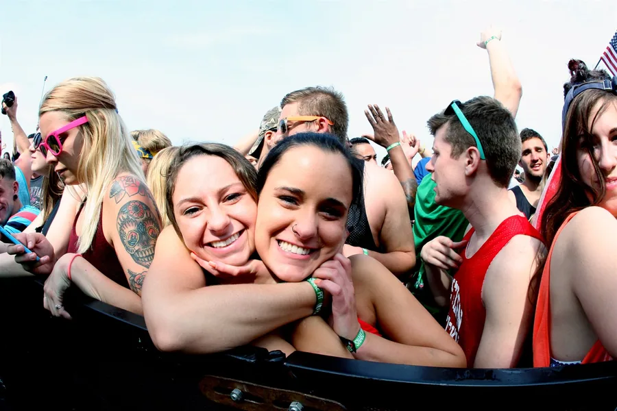 Fans at the front of the 2015 Indy 500 Snake Pit audience