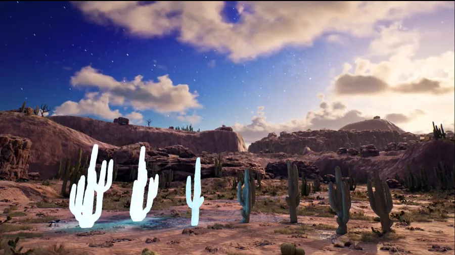 Sunset desert cactus visual with glowing cactus forms for Josh Abbott Band