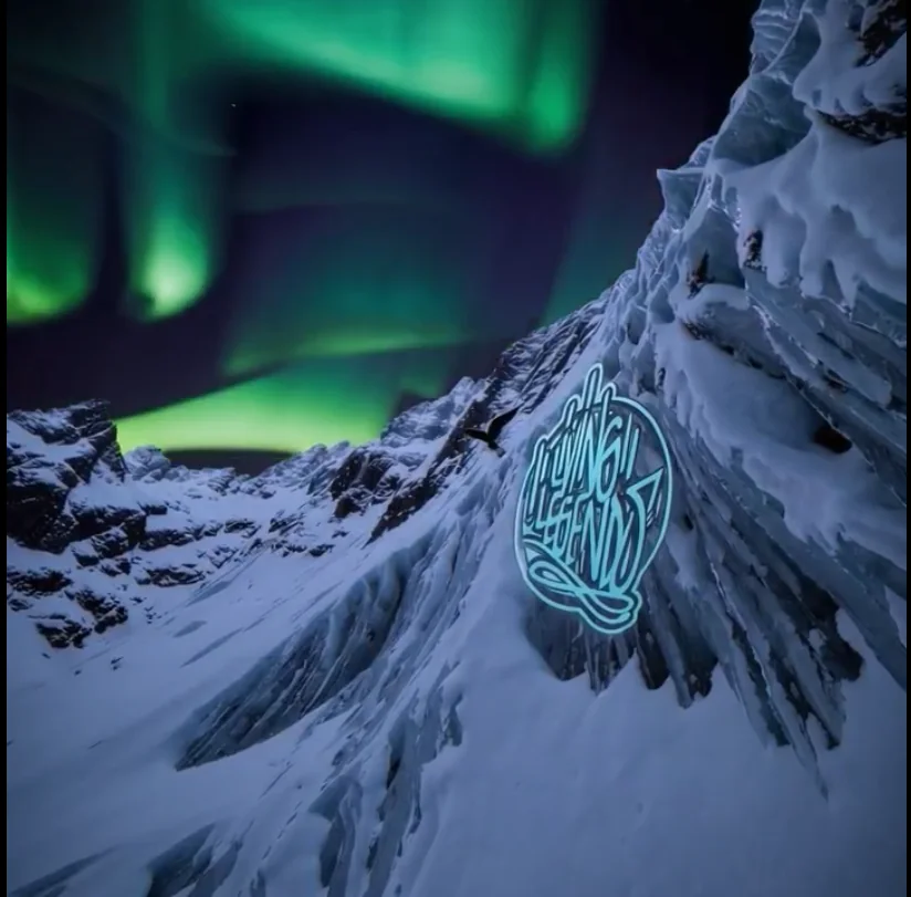 Living Legends Red Rocks aurora mountain logo animation frame