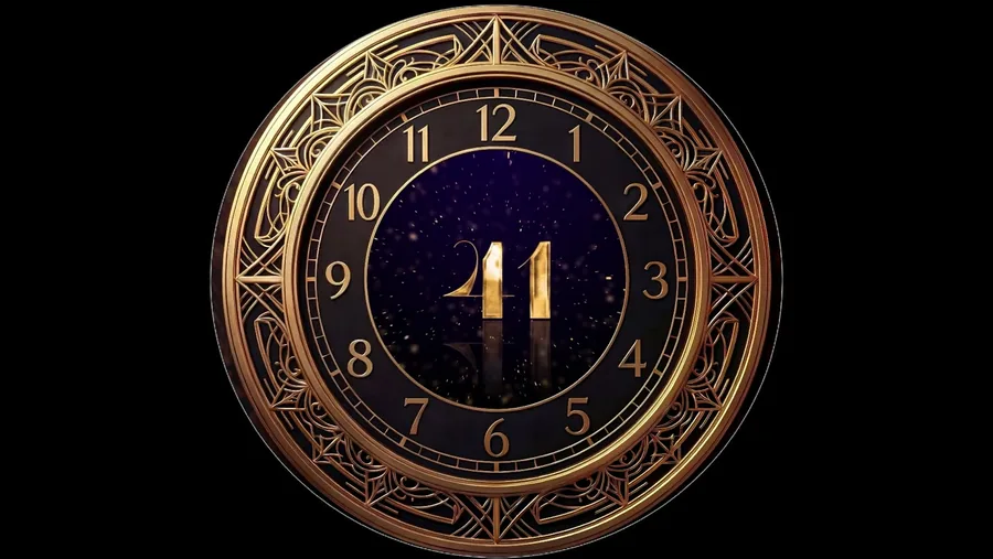 Clock countdown frame with gold numerals