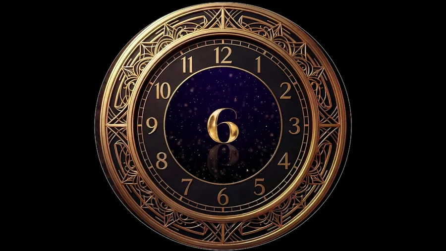 Midnight countdown frame inside a circular clock design