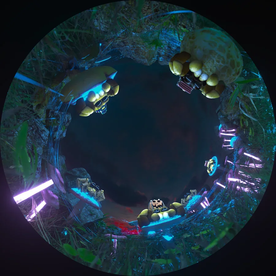 Fisheye fairytale mushroom scene for dome playback