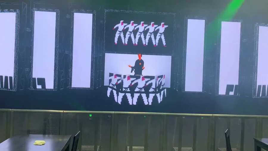 KASKADE virtual stage with dancer silhouettes on upper and lower screens