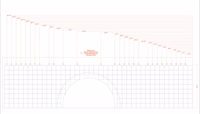 Waterfall LED cabinet plan for Planet 13 Santa Ana entry portal