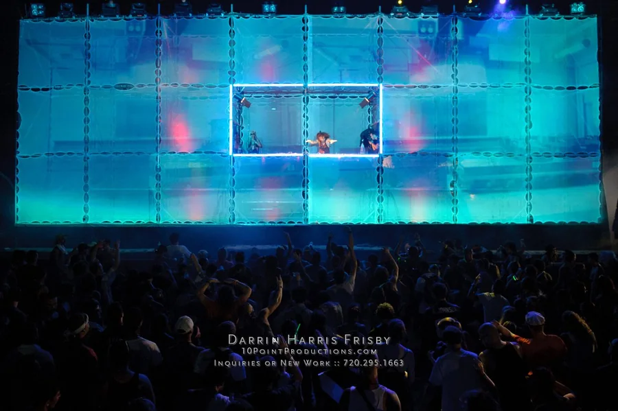 Recovered archive image of The Tower of Babel projection mapped stage